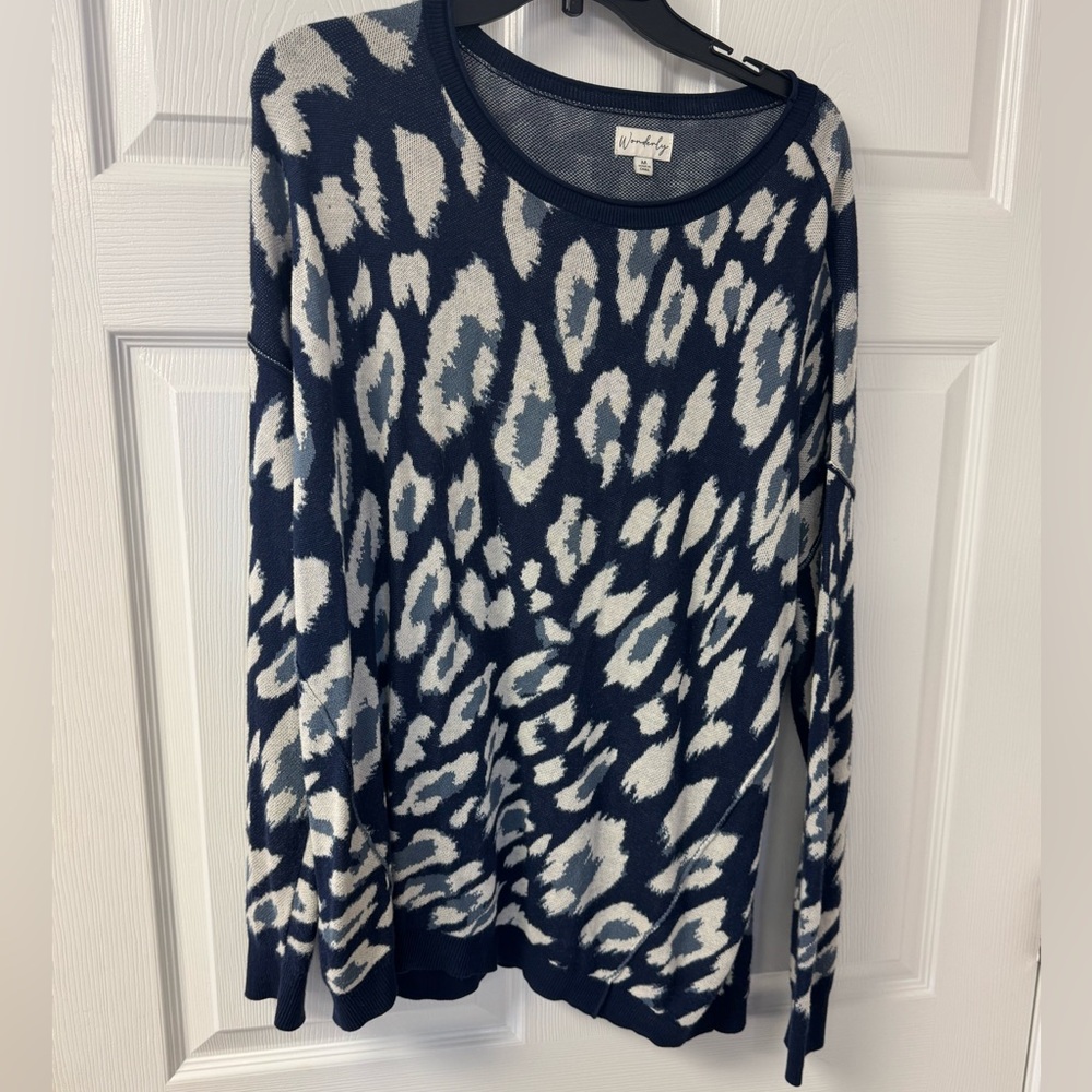 Wonderly Blue and Cream Patterned Sweater